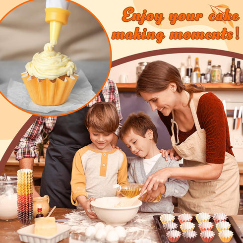 R HORSE 200Pcs Fall Mini Cupcake Liners, Grease-resistant Baking Cups for Thanksgiving, Halloween Party