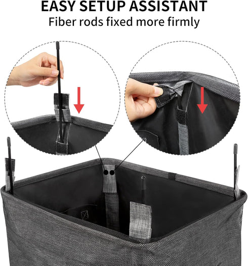 90L (Grey2) WOWLIVE Large Rolling Laundry Basket Wheels Collapsible Tall Laundry Hamper Handle Foldable Dirty Clothing