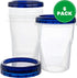 PLASTICPRO Food Storage Freezer Deli Containers Clear Bottom with Blue Top Twist on Lids Reusable, Stackable (32 oz 6
