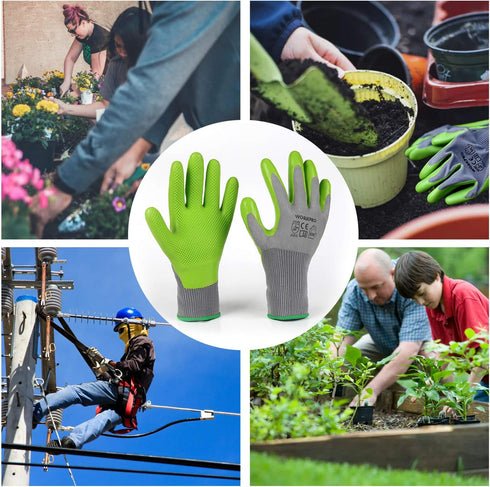 WORKPRO 6 Pairs Garden Gloves, Eco Latex Palm Coated Working Gloves for Weeding, Digging, Raking