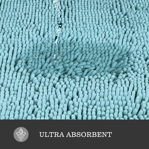 Set 2 Piece(20" 32" 17" 24"), Yeaban Baby Blue Bathroom Rugs x and x Chenille Bath Mats | Absorbent and Washable Bath