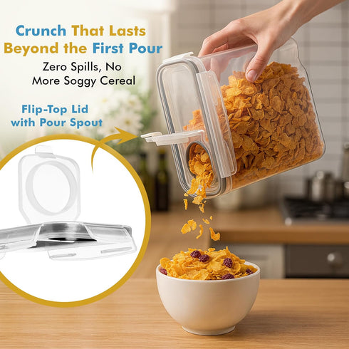 2 Pack (15.4 Oz Shazo Cereal Capacity) Small Airtight Cereal Containers Storage with Lids, Perfect Space Saving