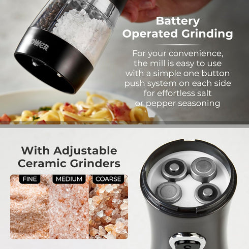 Tower Duo Electric Salt/Pepper Mill - Black