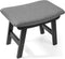 BAMBOO LAND- Bamboo Foot Stools Ottoman, Gray Cushion & Black Wood Legs,