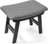 BAMBOO LAND- Bamboo Foot Stools Ottoman, Gray Cushion & Black Wood Legs,