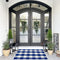 SEEKSEE Cotton Buffalo Plaid Rug, 27.5"x43", Blue and White Checked Washable Doormat for Indoor Outdoor Use