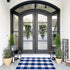 SEEKSEE Cotton Buffalo Plaid Rug, 27.5"x43", Blue and White Checked Washable Doormat for Indoor Outdoor Use
