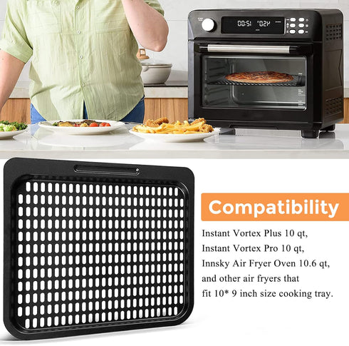 Air Fryer Cooking Tray for Instant Vortex Plus10 Qt, 2 PCS Nonstick Replacement Rack Parts for PowerXL