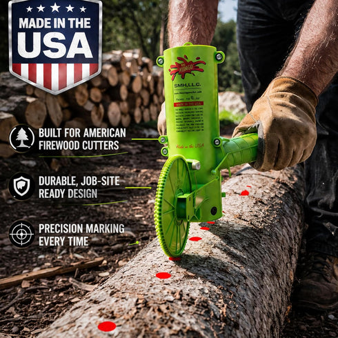 16" THE MINGO Ultimate Firewood Measuring Tool - Chainsaw Fire wood Marking Tool With Marking Wheels - Log Paint Marker