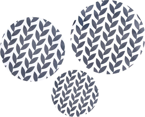 wegreeco Elastic Reusable Bowl Covers, Set of 3, Grey Leaf
