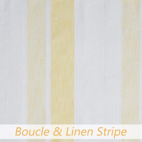 Central Park Yellow and White Kitchen Window Curtain Valance, Stripe Sheer Boucle Linen, 54" W x 15" L