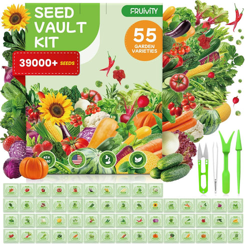 55 Vegetable Seeds Variety Pack - 39,000+ Heirloom Seeds for Planting Vegetables