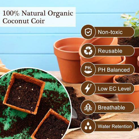 ZeeDix 6 Pcs Premium Coconut Coir Compressed Coco Coir 100% Organic Coco Coir Brick Coconut Coir Bricks with Low EC and pH Balance for Plants Gardening Herbs
