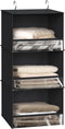 Simple Houseware 3 Shelf Hanging Closet Organizer with Front Stopper, Black