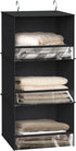 Simple Houseware 3 Shelf Hanging Closet Organizer with Front Stopper, Black