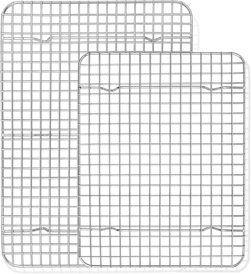 TeamFar 2 Pack Stainless Steel Cooling Rack (15 Inch & 12 Inch) - Heavy Duty Baking Roasting Rack for Oven