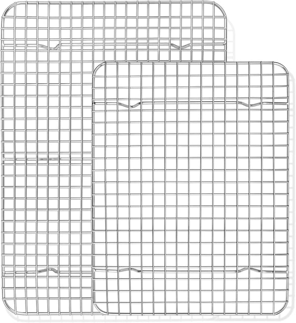 TeamFar 2 Pack Stainless Steel Cooling Rack (15 Inch & 12 Inch) - Heavy Duty Baking Roasting Rack for Oven