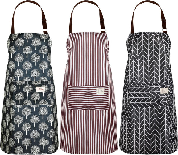 SATINIOR 3 Pieces Women Waterproof Apron with Pockets, Adjustable Cooking Aprons for Baking Household Cleaning