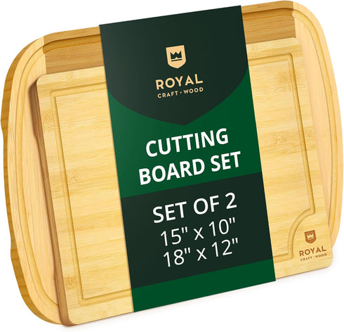 Wood Cutting Boards for Kitchen - Bamboo Chopping Board Set, House Warming Gifts for New Home