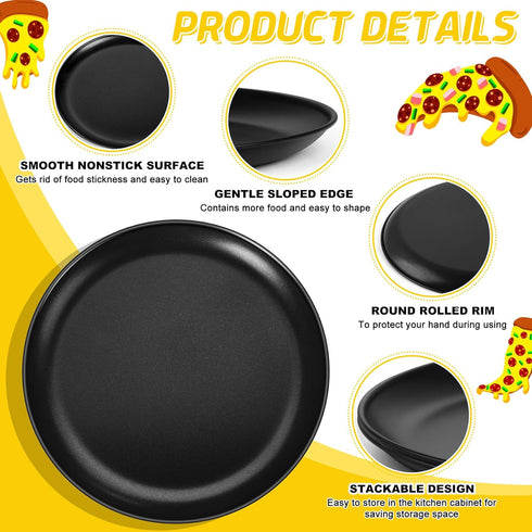 P&P CHEF Set of 2 12 Inch Non-Stick Pizza Pans, Round Bakeware for Oven, Sturdy Stainless Steel Core