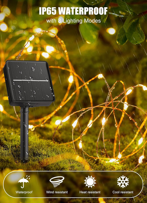 6 Packs 198Ft 600 8 Minetom Solar String Lights for Outside, Total LED Outdoor Solar Fairy Lights, Modes Balcony Lights
