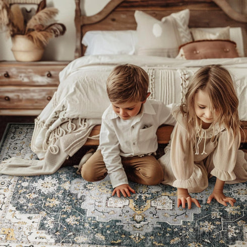 jinchan Vintage Runner Rug 2x5, Washable Hallway Rug, Floral Medallion Non-Slip Soft Classic for Kitchen