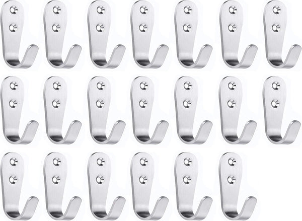 FGen 20pcs Stainless Steel Hanging Hooks, Solid Hooks for Family Hotel Bathroom Accessories