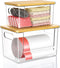 Trash Bag Dispenser 2 Pack, Stackable Trash Bag Holder with Bamboo Lid