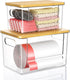 Trash Bag Dispenser 2 Pack, Stackable Trash Bag Holder with Bamboo Lid