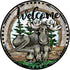 GEDSING Moose Rustic Welcome Sign, Round Metal Tin Signs for Home & Kitchen Bar Cafe Garage Retro Wall Decor