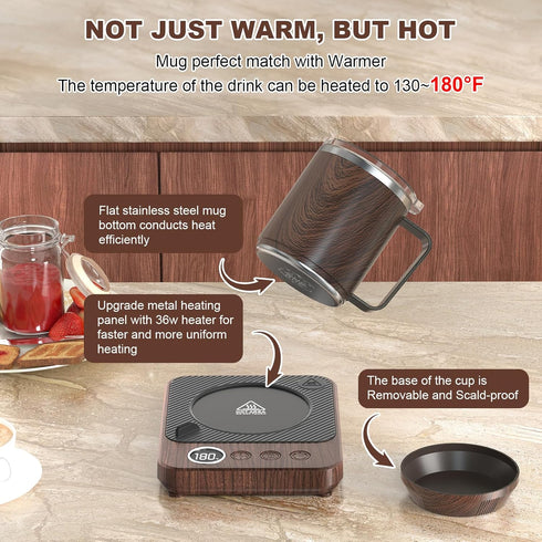 Set 16oz Felibeaco Coffee Mug Warmer & Mug for Desk, Smart Coffee Cup Warmer with Heated Mug, Cup Heater with Auto Shut