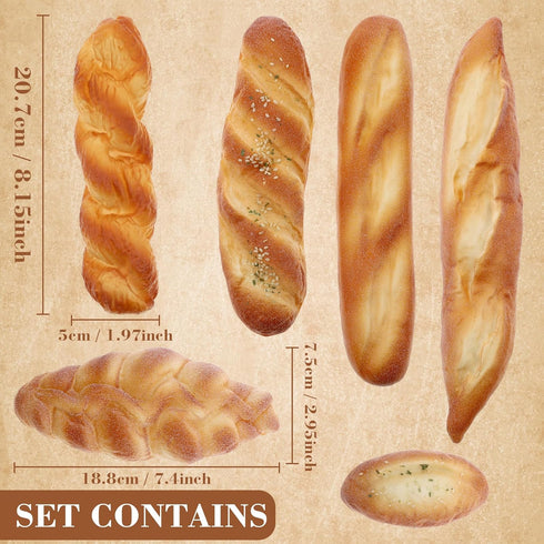 6 Gresorth Pcs Artificial Bread Decoration Fake Baguette Food Model Simulation French Loaf Display Realistic Dessert
