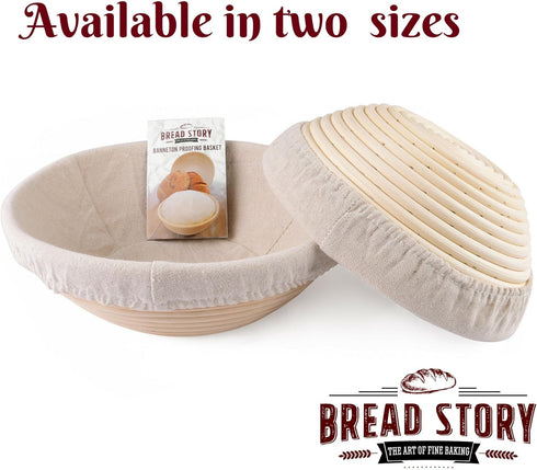 (10 inch) Round Banneton Proofing Basket Set, Handmade Unbleached Natural Cane for Bread