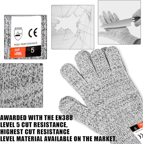 Oyster Shucking Knife - 12 Pack with Comfort Wood Handle, Professional Grade Cut Resistant Gloves