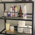 TIEYIPIN Black Metal Wire Storage Baskets with Wood Bottoms, Set of 2 Bathroom Organizer Bins, Includes 2 Bonus