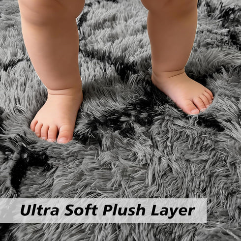 6x9 Fluffy Area Rugs for Living Room,Shag Area Rug for Bedroom,Geometric Soft Fuzzy Rug Non-Shedding Indoor Plush