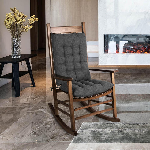 2 Set Extra Large Rocking Chair Cushion with Thick Padding High Back and Seat Cushion Piece