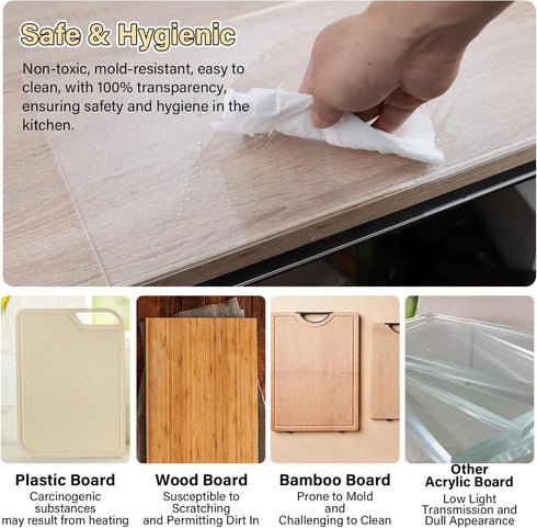 Acrylic Cutting Board with Counter Lip, Clear Non-Slip Kitchen Gadgets, Minimalist Aesthetic Decor (16.1 x 12.5in)