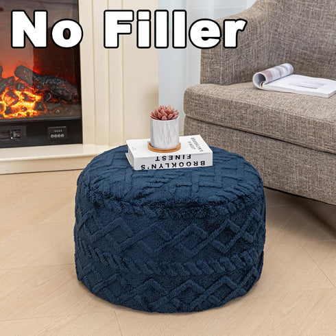 Poofieotto 20Diameter x12Height Inches Unstuffed Pouf Ottoman Cover Handmade Footstool Ottoman Storage Solution Floor