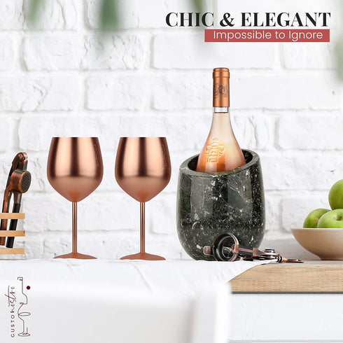 750ml Gusto Nostro Marble Wine Chiller Bucket - Wine Bottle Cooler and Champagne Chiller for Party, Kitchen, Bar Cart