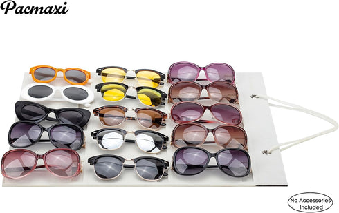 PACMAXI Sunglasses Storage Organizer, Wall Pocket Mounted Eyeglasses Holder, Hanging Eyewear Display (Ivory White, 15
