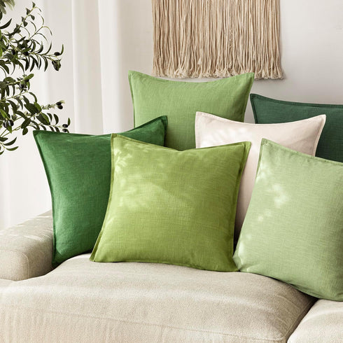 Pack 2, 22 22 Inch Foindtower of Decorative Linen Soild Throw Pillow Covers Soft Accent Euro Cushion Case Farmhouse