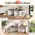 2-in-1 WLIVE Coffee Table, Cat Wood Coffee Table with Lagre Storage Tabletop, Modern Center Table Cat House with Cat