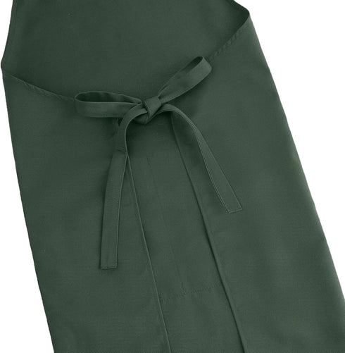 Waterproof Green Canvas Cotton Cooking Kitchen Chef Bib Aprons, Adjustable Straps, Large Pockets for Men Women