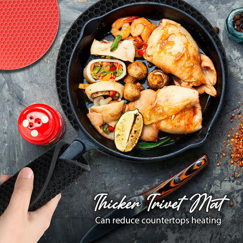 Joyhalo Trivets for Hot Dishes | Silicone Pot Holders for Kitchen Countertops, Flexible Easy to Wash and Dry, Grey