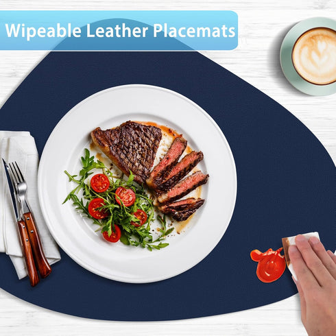 Set 6, Placemats of Heat Resistant Leather Placemats Double Layer, Soft Waterproof Round Table Mats Easy to Clean