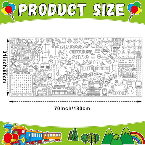 Train Giant Coloring Poster Train Large Versatile Activity Drawing Paper Coloring Tablecloth DIY Trains Theme Game