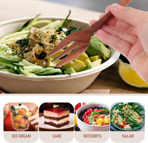 Wooden Fork for Stirring, Serving, and Cooking - Camping Utensils, Spaghetti, Fruit Salad Fork, Wooden Kitchenware