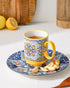 Set 6 14 oz HENXFEN LEAD Boho Ceramic Coffee Mugs of Porcelain Cups for Latte, Cappuccino, Tea & Cocoa Microwave