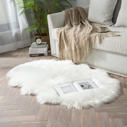 3x5 MIULEE Luxury Soft Fluffy Area Rug Feet, Faux Fur Sheepskin Rug Decorative Plush Shaggy Carpet for Christmas Decor